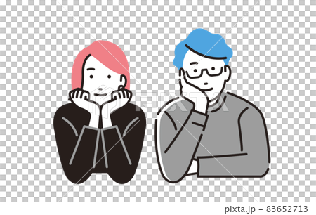 人物 頬杖する男女 83652713