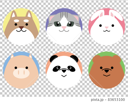 動物臉圖標集圓形 83653100