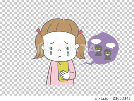 看著智能手機網絡欺凌的女孩哭泣 看著智能手機網絡欺凌的女孩哭泣 83653341