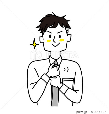 ネクタイを締め直す男性のイラスト素材