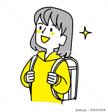 上を見てキラキラしている小学生の女の子 83654309