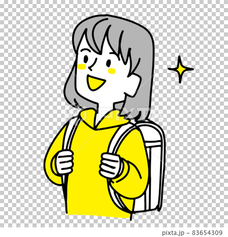 上を見てキラキラしている小学生の女の子 83654309