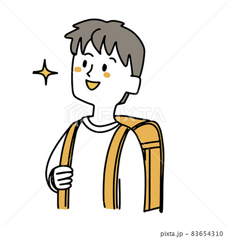 上を見てキラキラしている小学生の男の子 83654310
