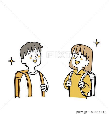 上を見てキラキラしている小学生二人 上を見てキラキラしている小学生二人 83654312