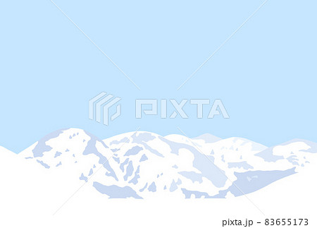 冬の雪山のある風景のイラスト素材
