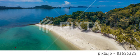 Beautiful tropical island koh Kham, white sand beach with volcanic rocks, near koh Mak, Trat 83655225