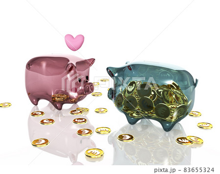 透明な豚の貯金箱 お金目当てのメスの恋愛 ユーロ 横 透明な豚の貯金箱 お金目当てのメスの恋愛 ユーロ 横 83655324