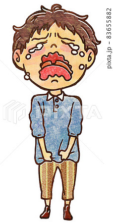 質感のある大泣きしている子供のイラストのイラスト素材 6558