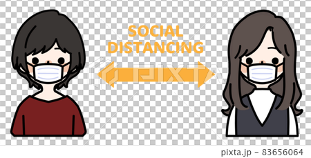 Person illustration set_Cute girl in plain clothes_Social distance Person illustration set_Cute girl in plain clothes_Social distance 83656064