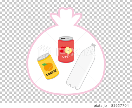 ゴミ袋に入った缶とペットボトル　リサイクル　ベクターイラスト 83657704