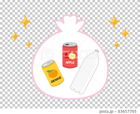 Recycling vector illustrations of cans and PET bottles in garbage bags 83657705