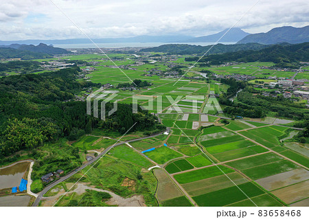 住吉池の上空から姶良市の田園風景 住吉池の上空から姶良市の田園風景 83658468