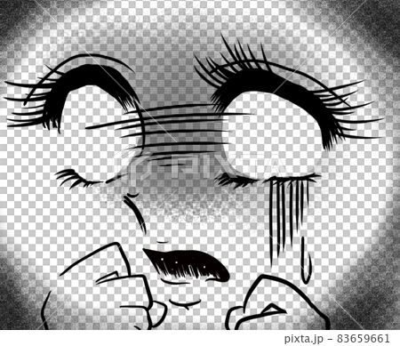 70's shojo manga Pallor shocked white-eyed girl 83659661