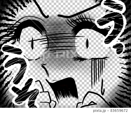 70年代少女漫画顔面蒼白ショックを受けて白目絶句ドアップ女の子　 83659672