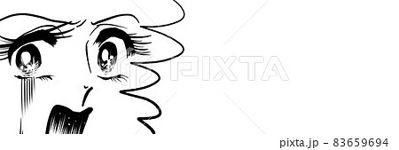70年代少女漫画顔面蒼白ショックを受けて白目絶句ドアップ女の子　 83659694