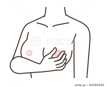 乳首の周りのチェックをしているイラスト 83660085