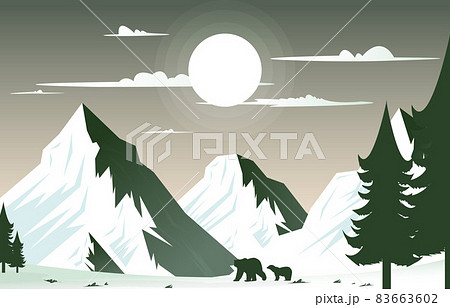 Bear Snow Mountain Frozen Ice Nature Landscape のイラスト素材