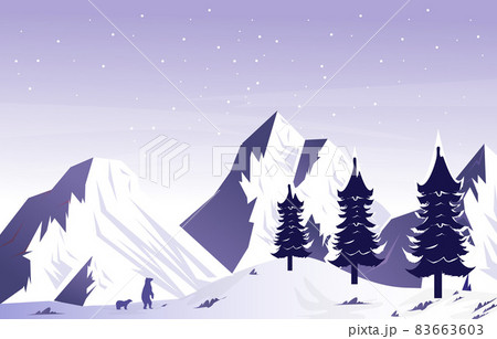 Bear Snow Mountain Frozen Ice Nature Landscape のイラスト素材