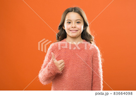 Right choice. Recommendations concept. Girl child Right choice. Recommendations concept. Girl child 83664098