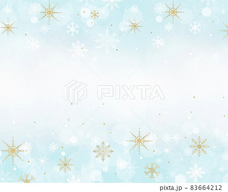 オシャレでポップな淡い雪の結晶のベクターイラストグラデーション水色背景素材 83664212