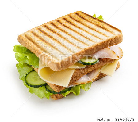 toasted bread with ham and vegetables 83664678