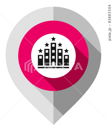 Map pin, hotel symbol, gps pointer folded from gray paper Map pin, hotel symbol, gps pointer folded from gray paper 83665504