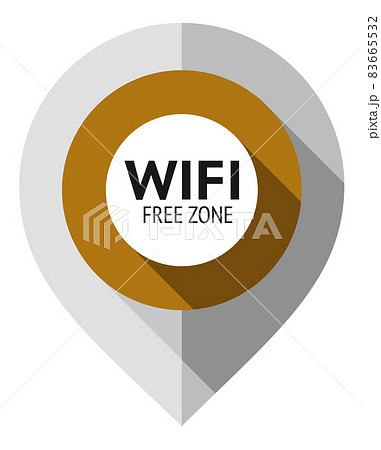 Map pin, Wi Fi symbol, gps pointer folded from gray paper Map pin, Wi Fi symbol, gps pointer folded from gray paper 83665532