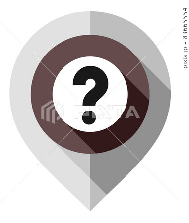 Map pin, question mark, gps pointer folded from gray paper 83665554
