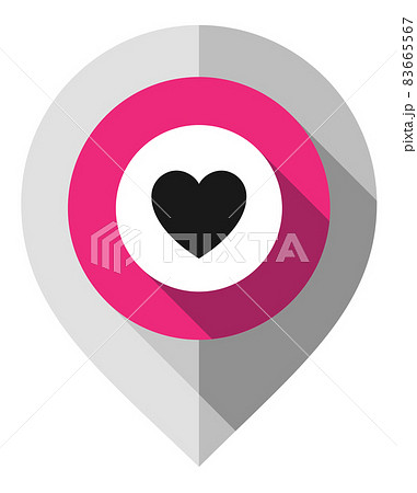 Map pin, symbol of heart, gps pointer folded from gray paper Map pin, symbol of heart, gps pointer folded from gray paper 83665567