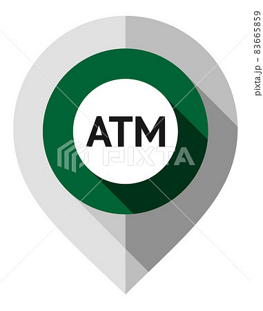 Map pin, symbol of ATM, gps pointer folded from gray paper 83665859