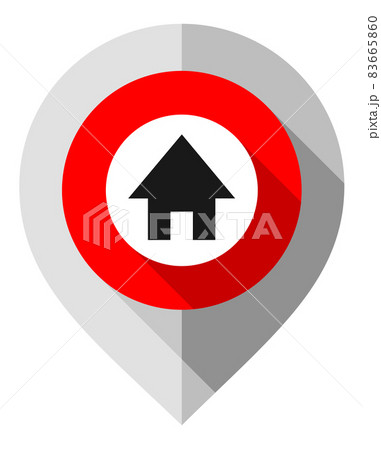 Map pin, symbol of home, gps pointer folded from gray paper 83665860