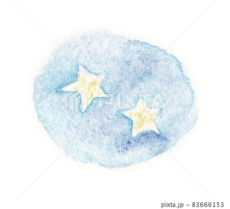 手描きの水彩イラスト素材 星に願いを 夜空に願いを込めてのイラスト素材