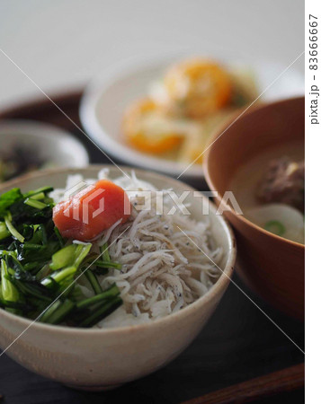 壬生菜しらす明太子ご飯 83666667