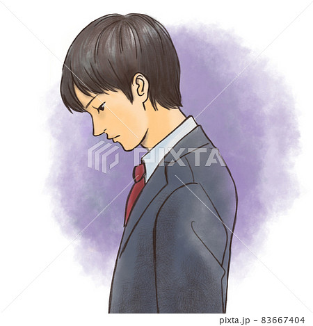 落ち込む男性のイラストのイラスト素材