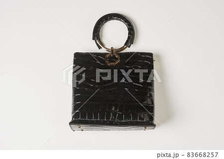 Black leather female handbag on white background. Black female leather bag in stylish style. Modern design. Fashion model. Modern style Black leather female handbag on white background. Black female leather bag in stylish style. Modern design. Fashion model. Modern style 83668257