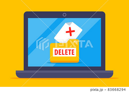 deleting a file from a laptop. clearing data from a computer. 83668294