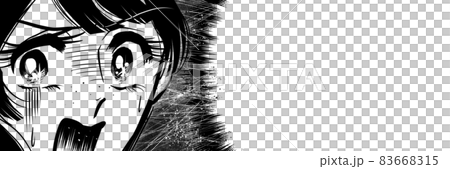 70年代少女漫画嫌な予感怖がり怯える黒髪女性アップ 83668315