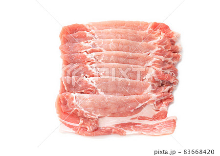 豚ロース肉、甲州富士桜ポーク薄切り肉【白背景】 豚ロース肉、甲州富士桜ポーク薄切り肉【白背景】 83668420