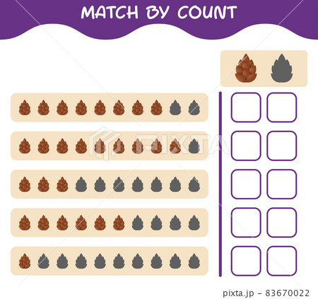 Match by count of cartoon pine cone. Match and count game. Educational game for pre shool years kids and toddlers Match by count of cartoon pine cone. Match and count game. Educational game for pre shool years kids and toddlers 83670022
