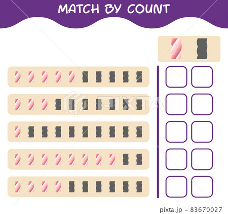 Match by count of cartoon marshmallow. Match and count game. Educational game for pre shool years kids and toddlers Match by count of cartoon marshmallow. Match and count game. Educational game for pre shool years kids and toddlers 83670027