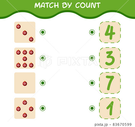 Match by count of cartoon christmas ornament. Match and count game. Educational game for pre shool years kids and toddlers 83670599