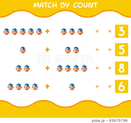 Match by count of cartoon boys. Match and count game. Educational game for pre shool years kids and toddlers 83670796