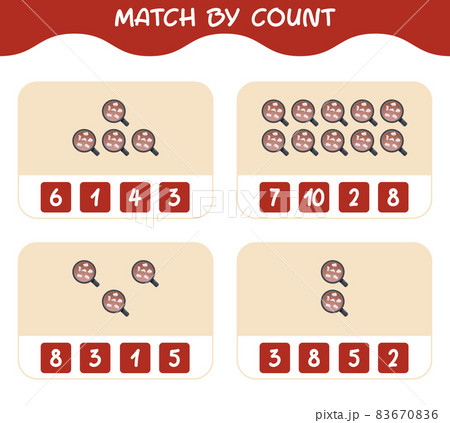Match by count of cartoon hot chocolate. Match and count game. Educational game for pre shool years kids and toddlers 83670836