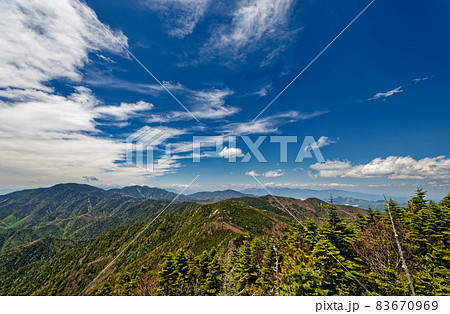 甲武信岳山頂から見る奥秩父主稜線と八ヶ岳 甲武信岳山頂から見る奥秩父主稜線と八ヶ岳 83670969