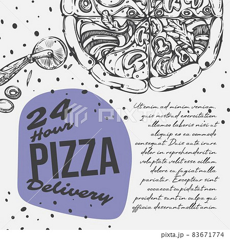 Pizza delivery 24 hours, order online quick vector 83671774