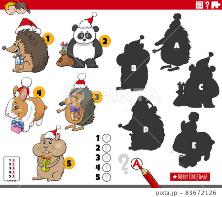 shadows game with cartoon animal characters on Christmas time 83672126
