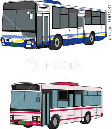 バスのイラスト 路線型バス2種 のイラスト素材