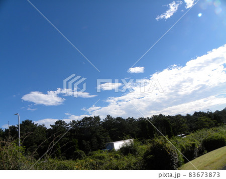 稲毛海浜公園での青空と白い雲 稲毛海浜公園での青空と白い雲 83673873