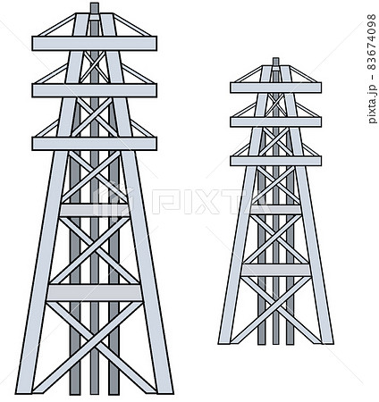 送電線 鉄塔2本のイラスト素材