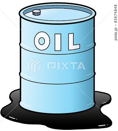 石油 オイル ドラム缶のイラスト こぼれた 燃料輸送 のイラスト素材